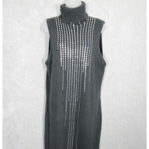 Krizia Maglia Maxi Dress Sweater Womens Large Angora Wool Gray Silver Metallic